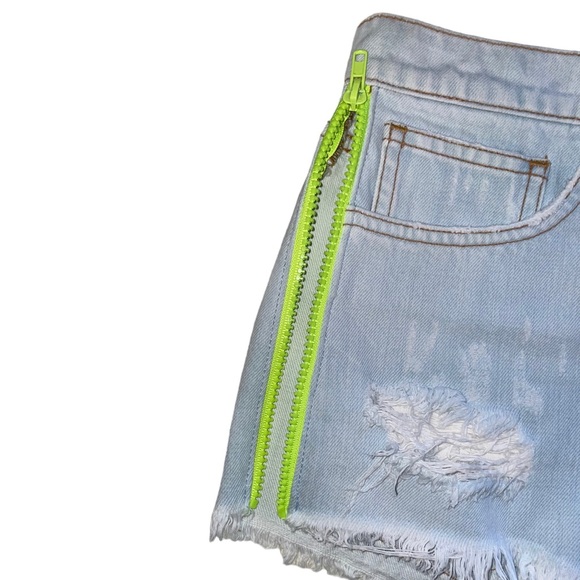 NWT Sandrine Rose x Free People Neon Zipper Denim Shorts - Picture 9 of 13